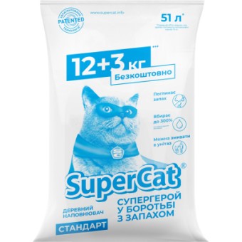Изображение Наповнювач для туалету Super Cat Стандарт Дерев'яний поглинаючий 12 3 кг (26 л) (5159)