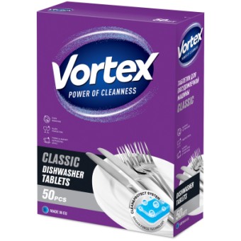 Изображение Таблетки для посудомоек Vortex Classic 50 шт. (4823071631005)