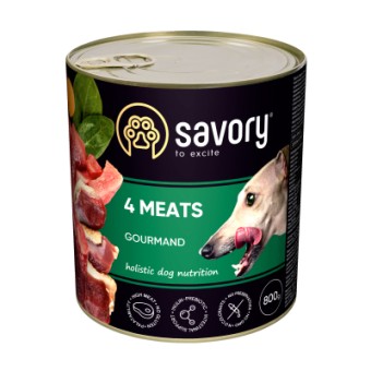 Зображення Консерва для собак Savory Dog Gourmand 4 види м'яса 800 г (4820232630402)