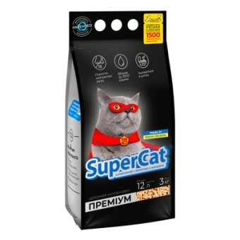 Зображення Наповнювач для туалету Super Cat Преміум Дерев'яний поглинаючий 3 кг (4 л) (3547)
