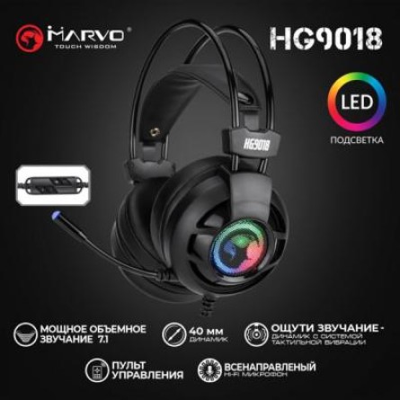 Навушники Marvo HG9018 Multi-LED 7.1 Black (HG9018) фото №8