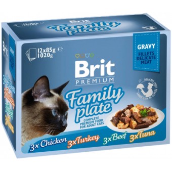 Изображение Вологий корм для котів Brit Premium Cat 12 шт х 85 г (8595602519422)