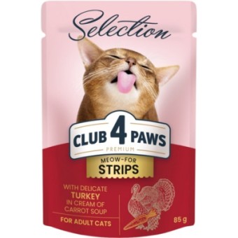 Изображение Вологий корм для котів Клуб 4 лапи Selection з індичкою в крем супі з моркви 85 г (4820215368070