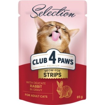 Изображение Вологий корм для котів Клуб 4 лапи Selection з кроликом в соусі 85 г (4820215368087)
