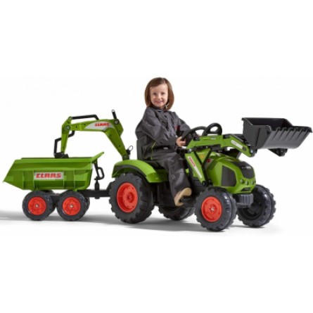 Електромобіль дитячий Falk Claas Axos трактор на педалях з причепом Зелений (3016201010233) (1010W) фото №5