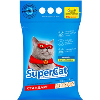 Изображение Наповнювач для туалету Super Cat Стандарт Дерев'яний поглинаючий 3 кг (5 л) (3550)