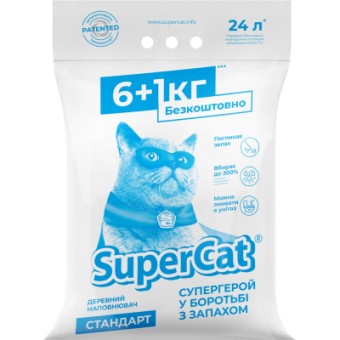 Изображение Наповнювач для туалету Super Cat Стандарт Дерев'яний поглинаючий 6 1 кг (12 л) (5995)