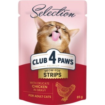 Изображение Вологий корм для котів Клуб 4 лапи Selection з куркою в соусі 85 г (4820215368094)