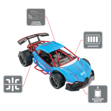 Радиоуправляемая игрушка Sulong Toys Gesture sensing и с сенсорным управлением – Dizzy (голубой, 1:16) (SL-285R фото №4