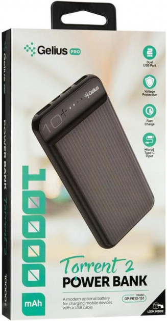 Мобильная батарея Gelius Torrent 2 GP PB 10 151 10000 mAh Black фото №9