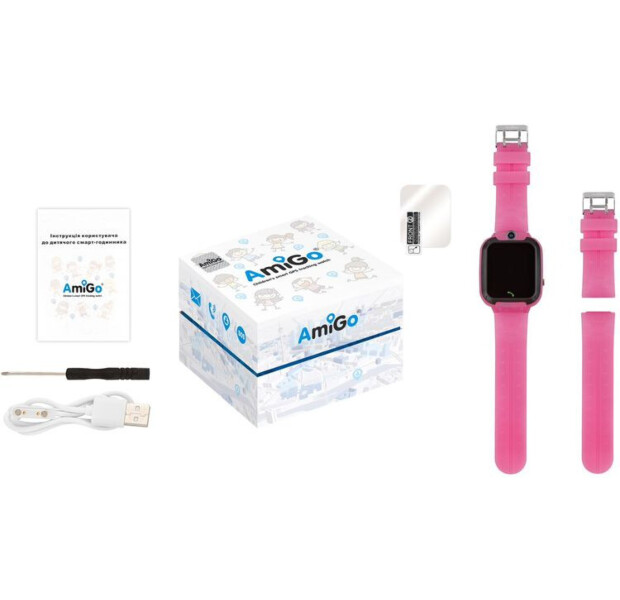 Smart годинник AmiGo GO007 FLEXI GPS Pink фото №5