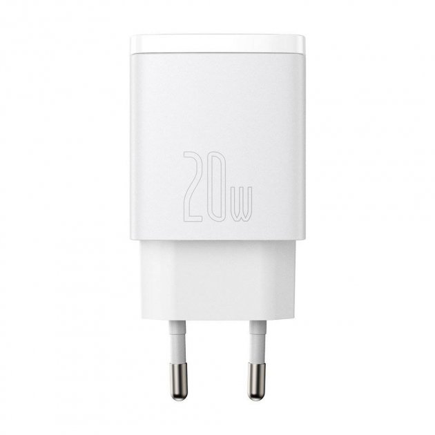 МЗП Baseus Compact Quick Charger USB-A/Type-C QC&PD3.0 20W (CCXJ-B02) White фото №4