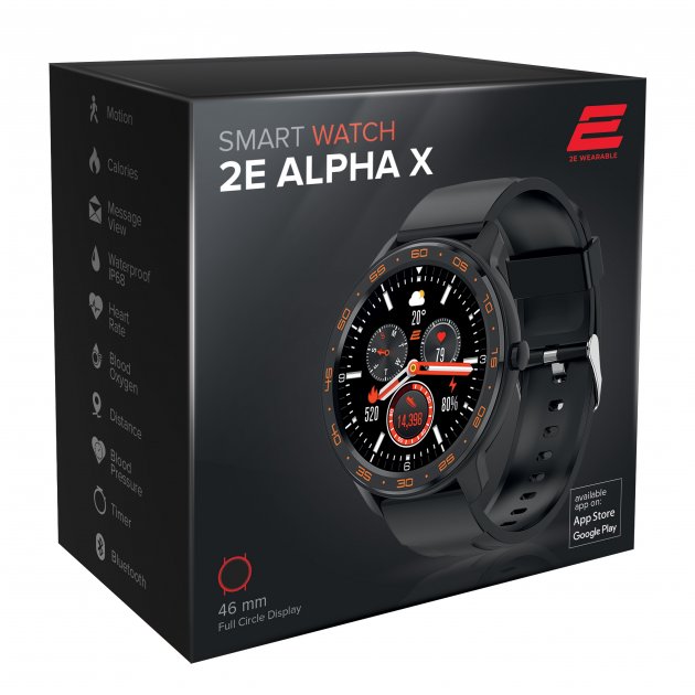 Smart годинник 2E Alpha X 46 mm Black-Orange (2Е-CWW30BKOR) фото №2