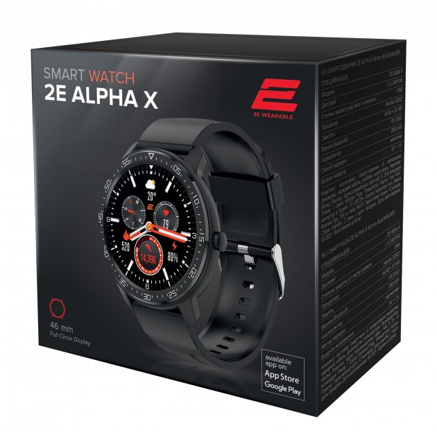 Smart часы 2E Alpha X 46 mm Black-Silver (2Е-CWW30BKSL) фото №3