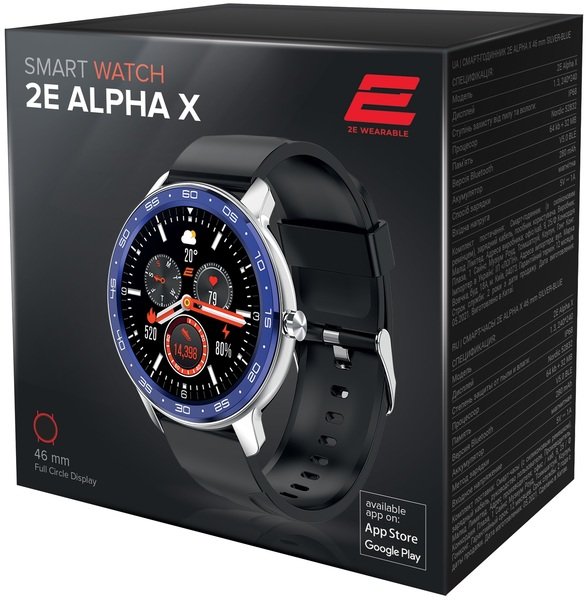 Smart часы 2E Alpha X 46 mm Silver-Blue (2Е-CWW30SLBL) фото №3