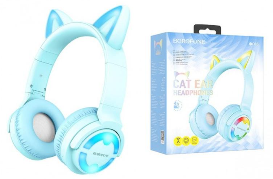 Наушники Borofone BO15 Cat Ear Wireless Headphones Blue фото №2