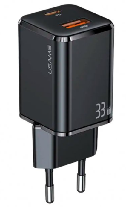 СЗУ Usams T43 GaN Mini USB-A/USB-C PD&QC3.0 33W 3A Black