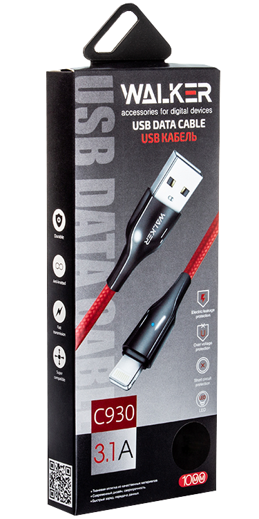 Walker USB cable WALKER C930 Intelligent Type-C red фото №2