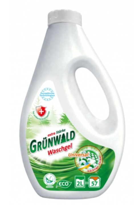 Гель для стирки Grünwald кольорової та білої білизни, 2 л/57 циклів прання(eco)