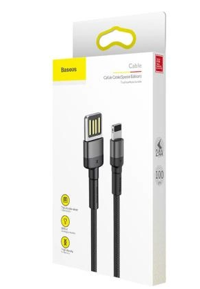 Кабель Baseus Cafule Special Edition Cable USB Lightning 2.4A 1m Black Grey фото №3