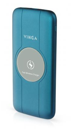 Мобільна батарея Vinga 10000 mAh Wireless QC3.0 PD soft touch blue (BTPB3510WLROBL)