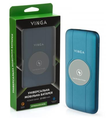 Мобильная батарея Vinga 10000 mAh Wireless QC3.0 PD soft touch blue (BTPB3510WLROBL) фото №5