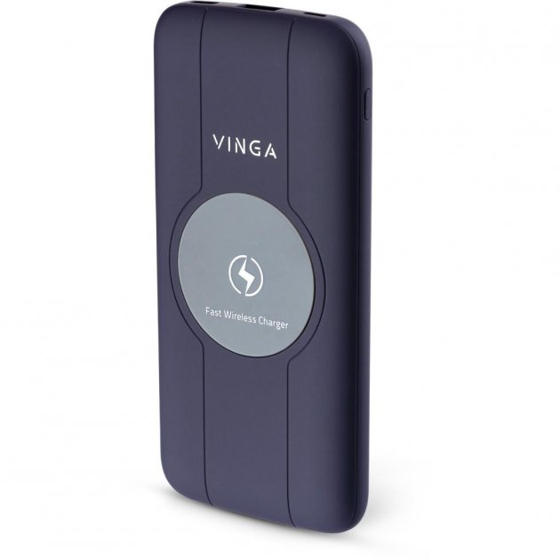 Мобільна батарея Vinga 10000 mAh Wireless QC3.0 PD soft touch purple (BTPB3510WLROP)