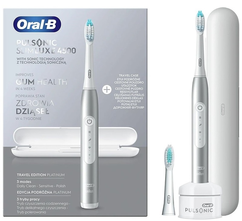 Зубна щітка Braun Oral-B 4500 S411.526.3X Pulsonic Slim Luxe Platinum TrEdit фото №2