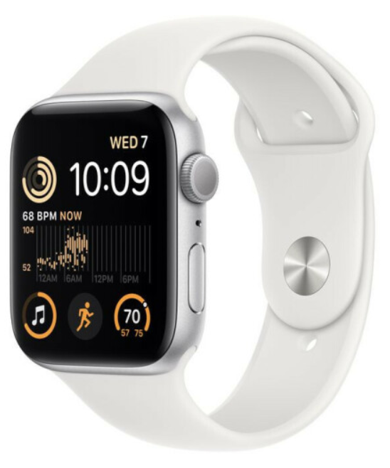 Smart часы Apple WATCH SE 2 GPS 44MM SILVER ALUMINUM CASE WITH WHITE SPORT BAND M/L (MNTJ3)