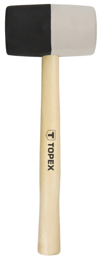 Молоток Topex Киянка гумова , чорно-біла, обух 450 г, діаметр обуха 58 мм, рукоятка дерев'яна, 338 мм