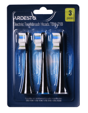 Зубна щітка Ardesto Насадка до електричних зубних щіток Ardesto TBH-21B чорна/3 шт. в комплекті