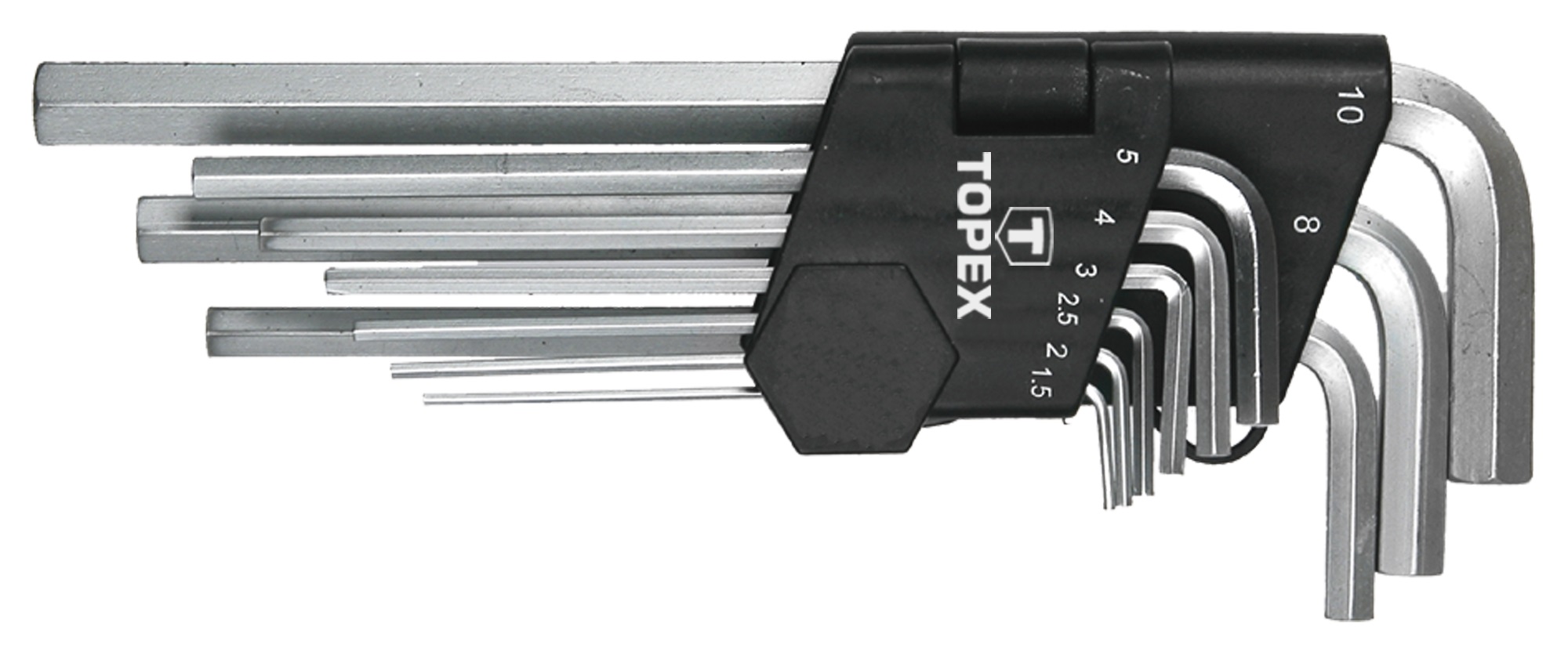 Ключ Topex шестигранні , набір 9 од., 1.5-10 мм, довгі
