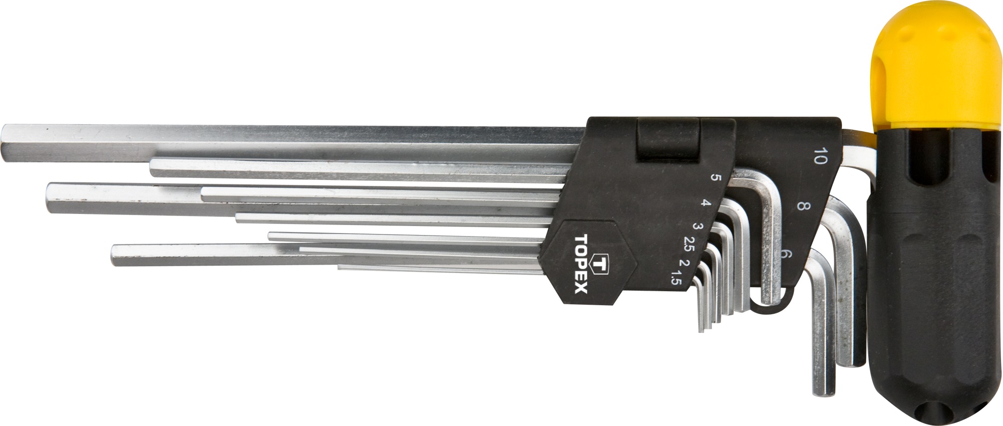 Ключ Topex шестигранні , набір 9 од., 1.5-10 мм, рукоятка для ключів, довгі
