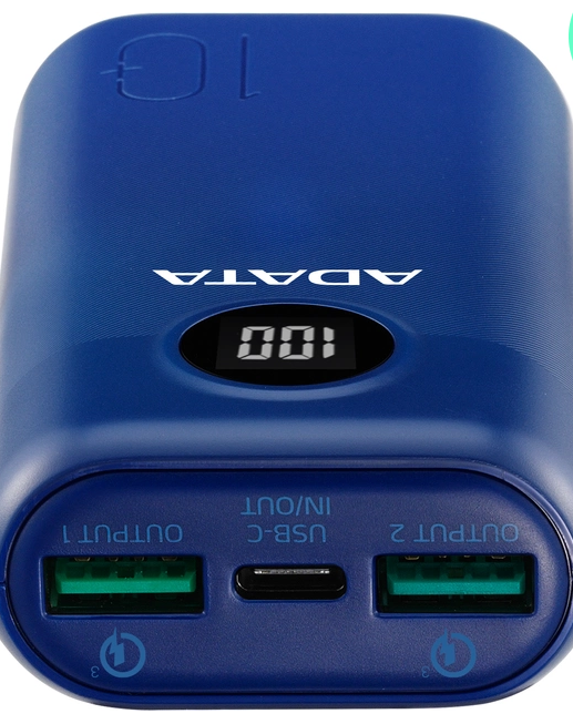 Мобільна батарея Adata P10000QCD 10000mAh QC/PD 22.5W Blue фото №2