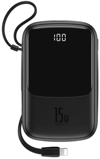 Мобильная батарея Baseus Q Pow Cable Lighting 10000mAh 15W Black