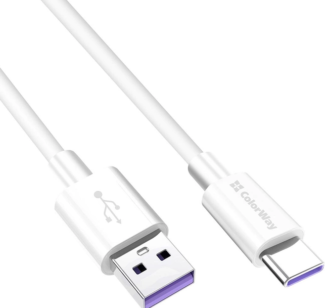Colorway USB - Type-C (Fast Charging) 5.0А 1м білий (CW-CBUC019-WH) фото №2