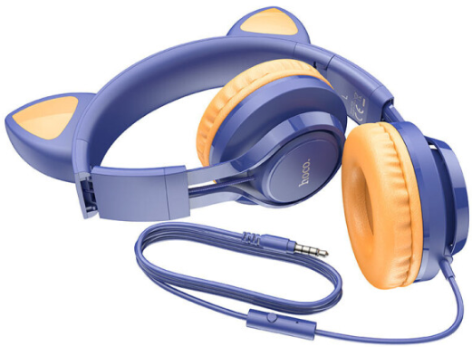 Навушники Hoco W36 Cat ear headphones with mic Midnight Blue фото №3