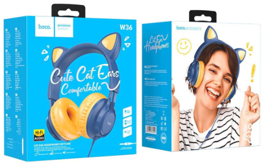 Навушники Hoco W36 Cat ear headphones with mic Midnight Blue фото №4