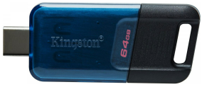 Флешка Kingston USB 3.2 DT 80M 64GB Type-C Black/Blue фото №3