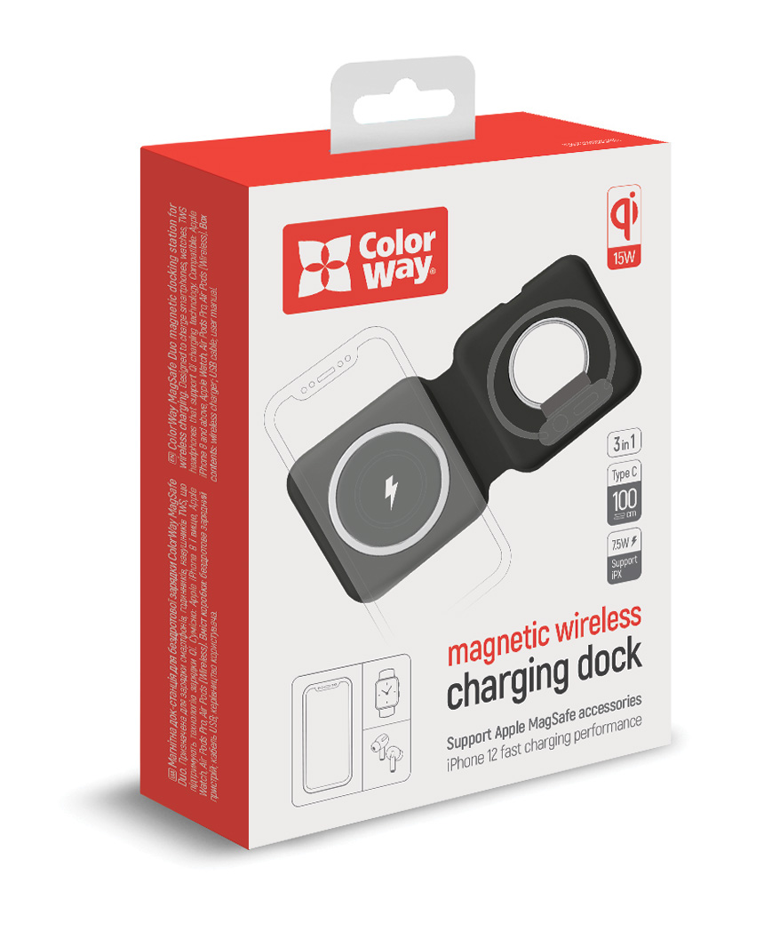 СЗУ Colorway MagSafe Duo Charger 15W for iPhone (Black) (CW-CHW32Q-BK)