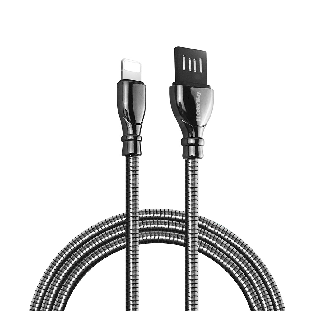Colorway USB - Apple Lightning (metal spring) 2.4А 1м чорний CW-CBUL013-BK фото №2