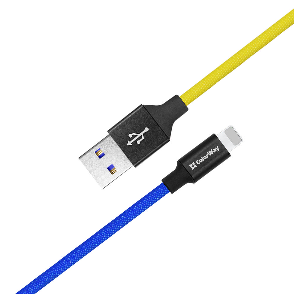 Colorway USB - Apple Lightning (national) 2.4А 1м синій з жовтим CW-CBUL052-BLY фото №5