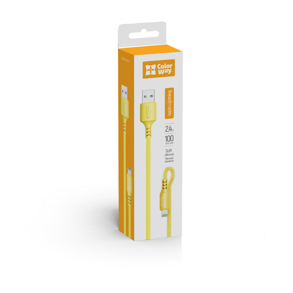 Colorway USB - Apple Lightning (soft silicone) 2.4А 1м жовтий CW-CBUL043-Y