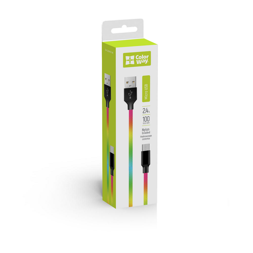 Colorway USB - MicroUSB (multicolor) 2.4А 1м CW-CBUM017-MC