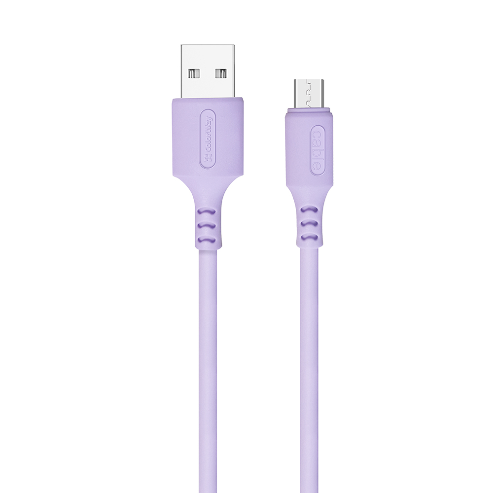Colorway USB - MicroUSB (soft silicone) 2.4А 1м фіолетовий CW-CBUM044-PU фото №2
