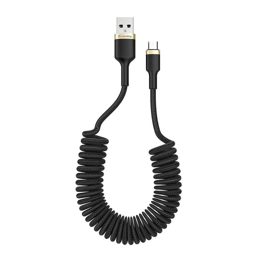 Colorway USB - MicroUSB (spiral) 2.4А 35-150см чорний CW-CBUM051-BK фото №2
