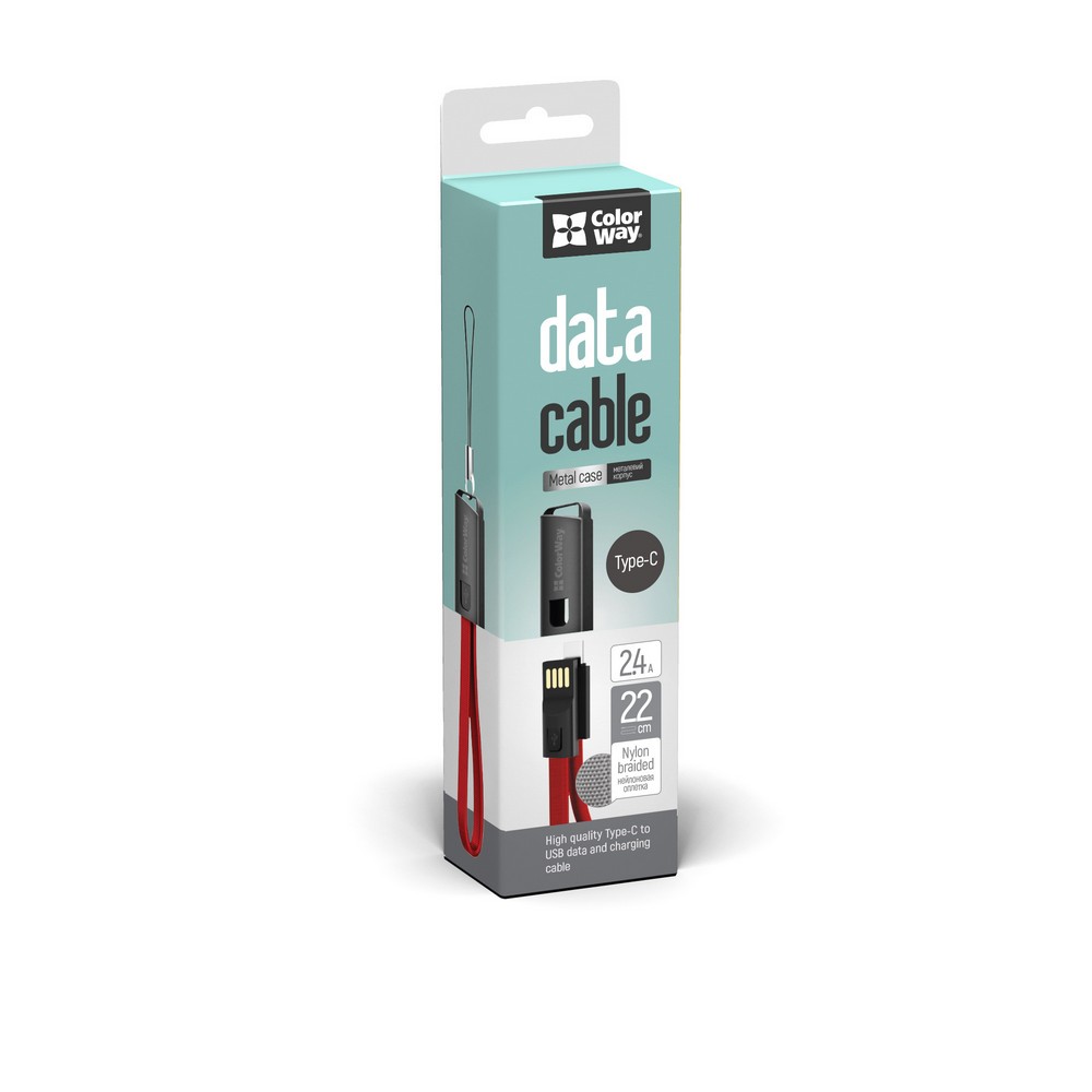 Colorway USB - Type-C (брелок) 2.4А 22см червоний CW-CBUC023-RD