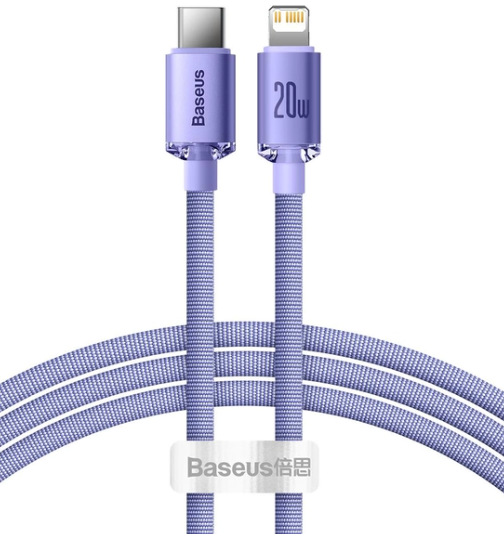 Baseus Crystal Shine Series Fast Charging Data Cable Type-C to iP 20W 1.2m Purple