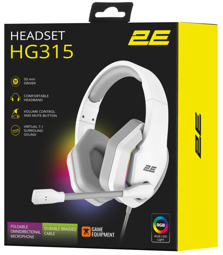 Навушники 2E GAMING HG315 RGB USB 7.1 White фото №9