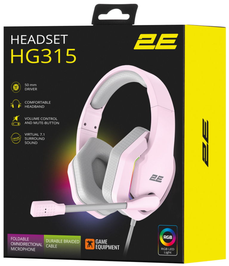 Навушники 2E GAMING HG315 RGB USB 7.1 Pink фото №9
